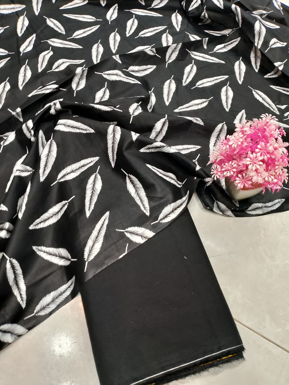 Classic Lawn Vol 2 β 2 Piece Black & White Unstitched Lawn Suit Design 10