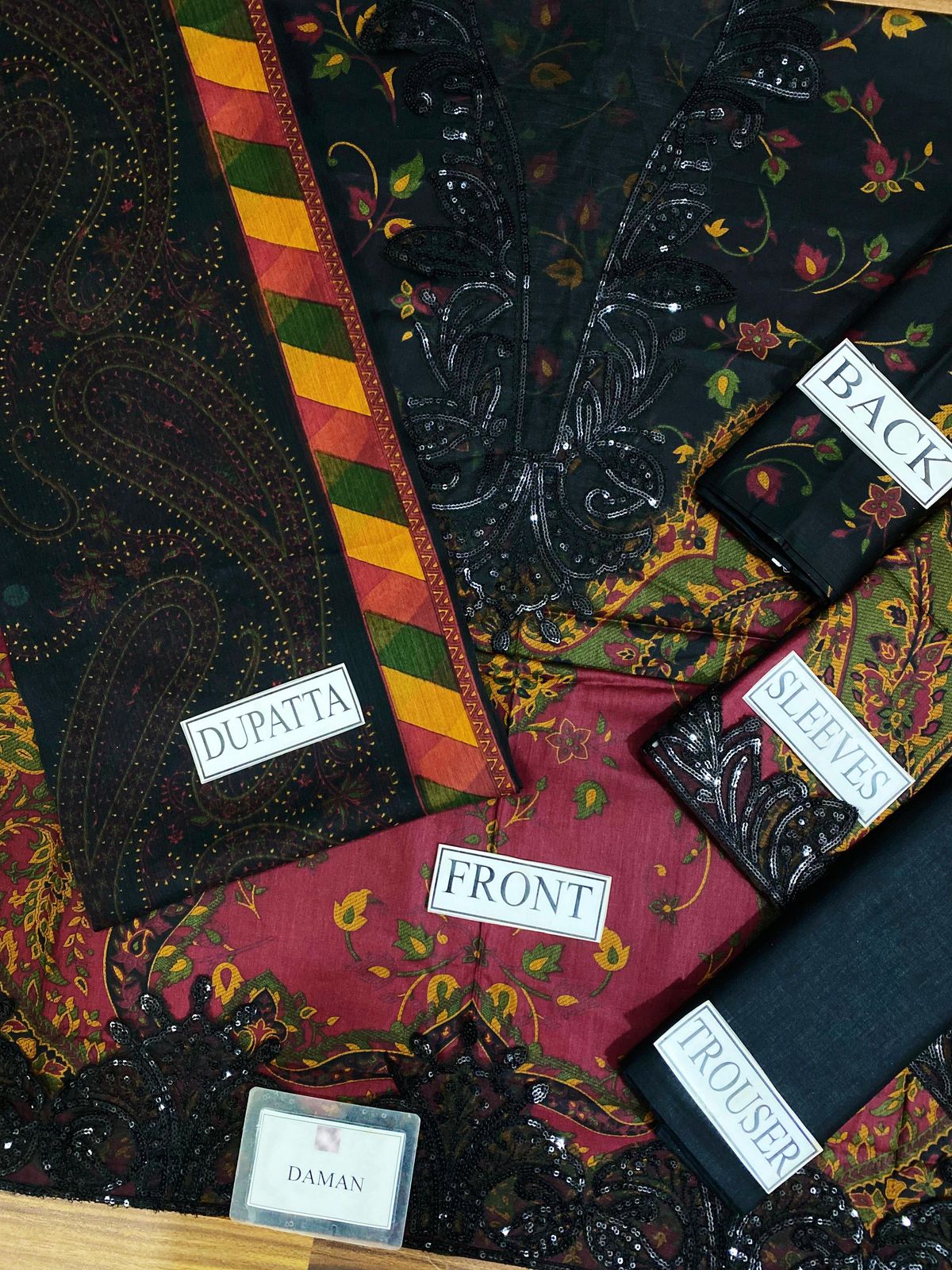 Maria B M.Print Lawn Collection – 3 Piece Embroidered Lawn Suit with Chiffon Dupatta