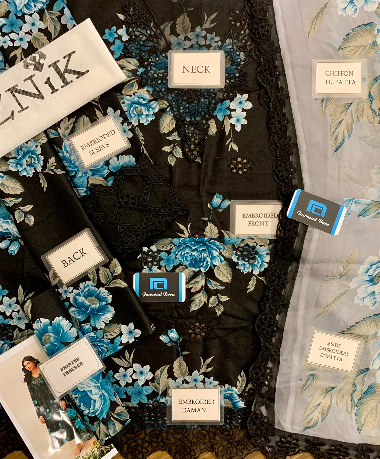 Iznik Dalfah D9 – 3 Piece Chikankari Embroidered Lawn Suit with Chiffon Dupatta