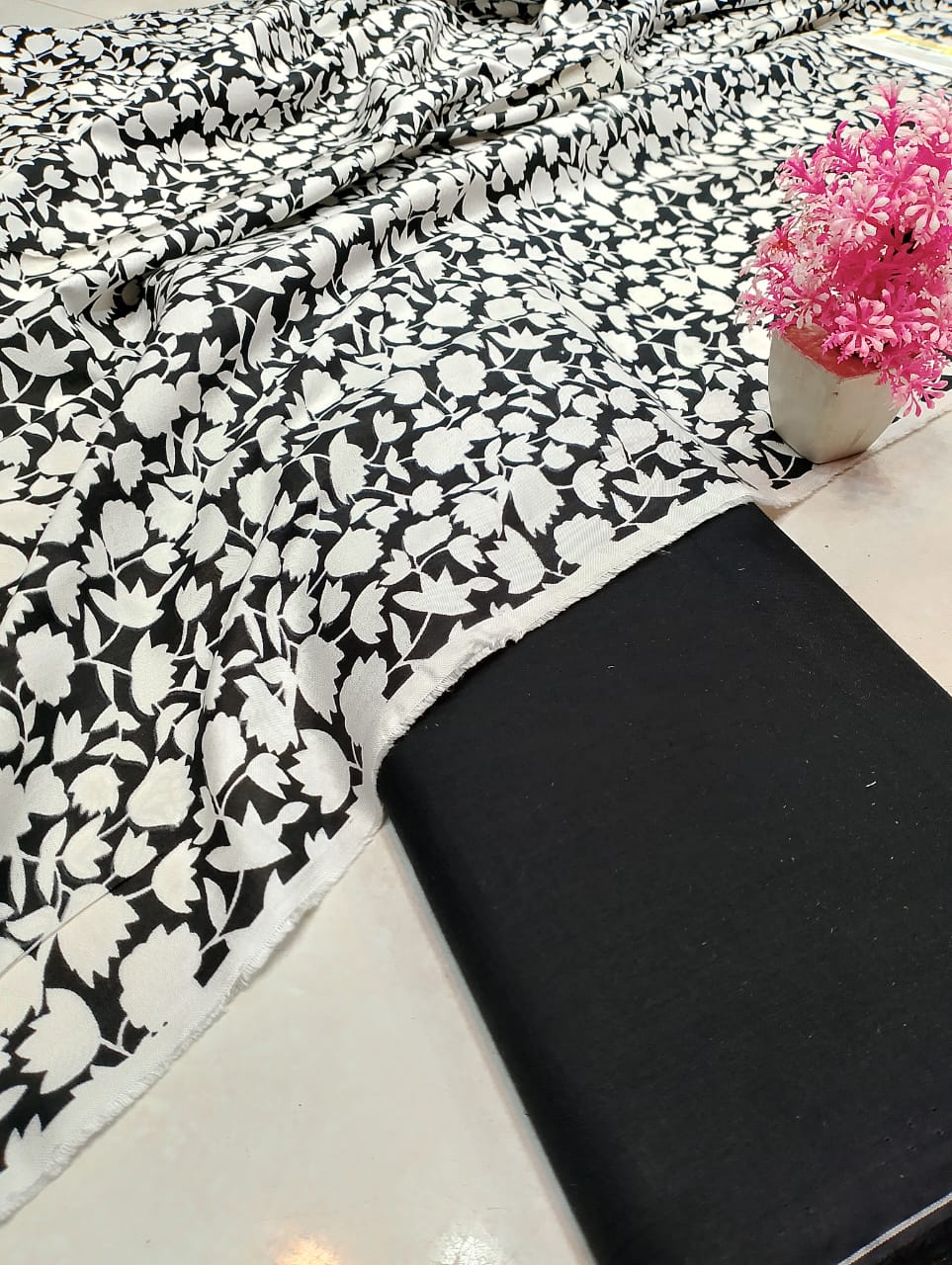 Classic Lawn Vol 2 – 2 Piece Black & White Unstitched Lawn Suit Design 14