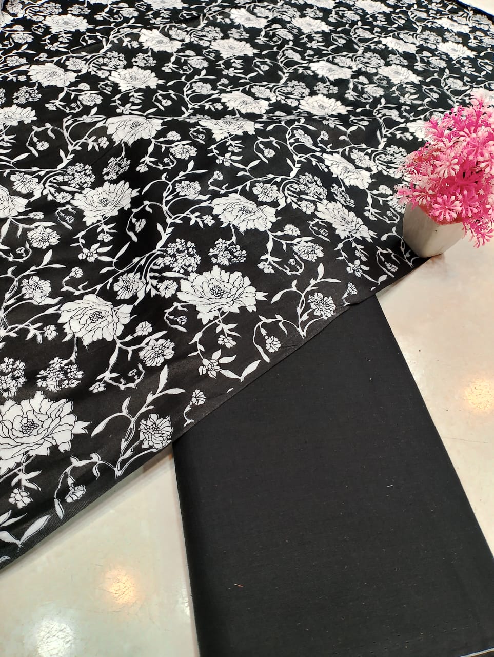 Classic Lawn Vol 2 – 2 Piece Black & White Unstitched Lawn Suit Design 13