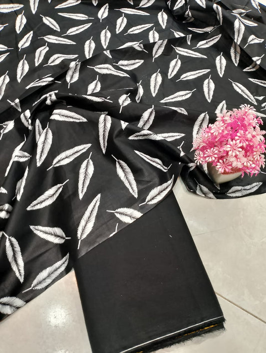 Classic Lawn Vol 2 – 2 Piece Black & White Unstitched Lawn Suit Design 10