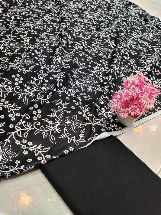 Classic Lawn Vol 2 – 2 Piece Black & White Unstitched Lawn Suit Design 8