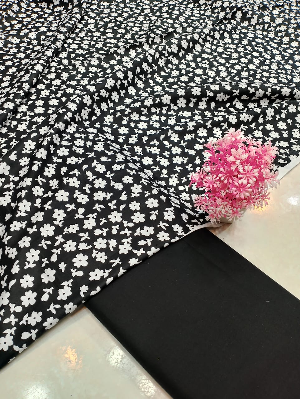 Classic Lawn Vol 2 – 2 Piece Black & White Unstitched Lawn Suit Design 9